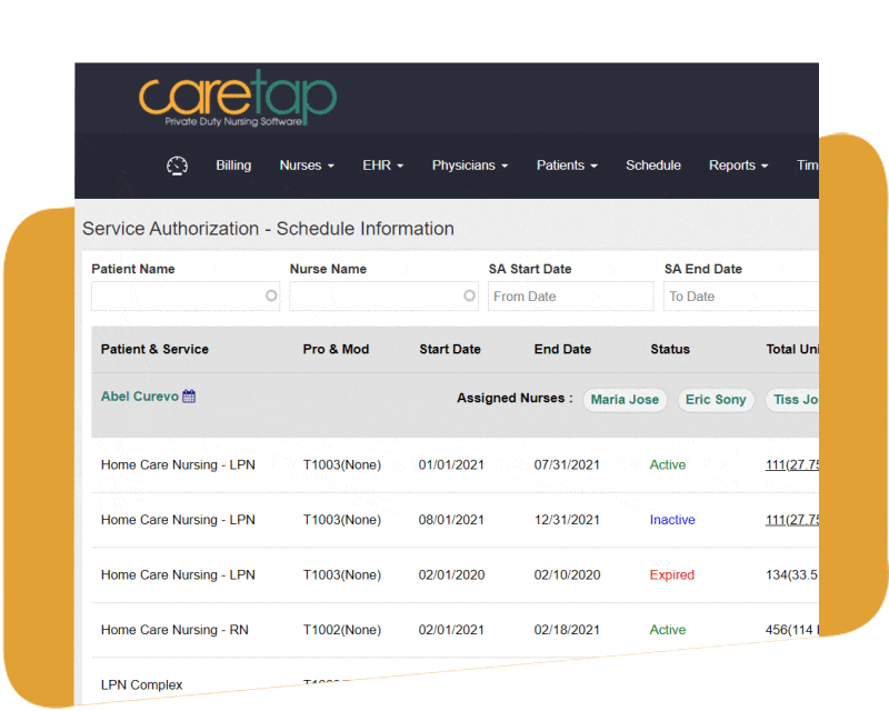 Service Authorization Integrated Schedules