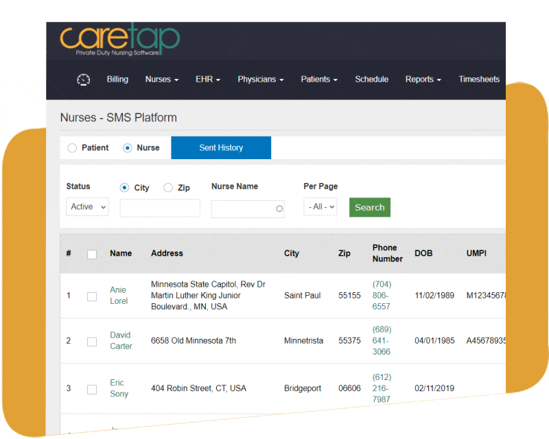 Caretap Messaging Application